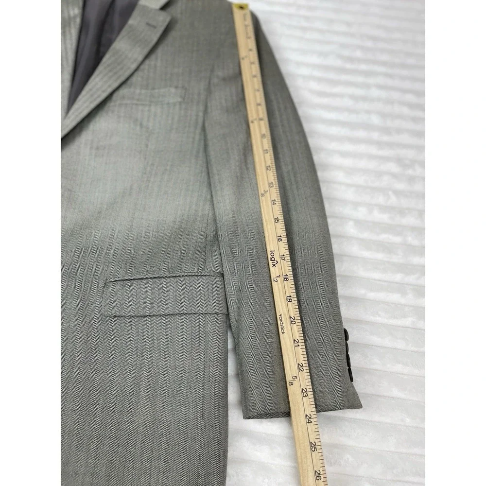 Lauren Ralph Lauren Silk Wool Suit Coat Jacket Men's 40R Beige/Brown Herringbone